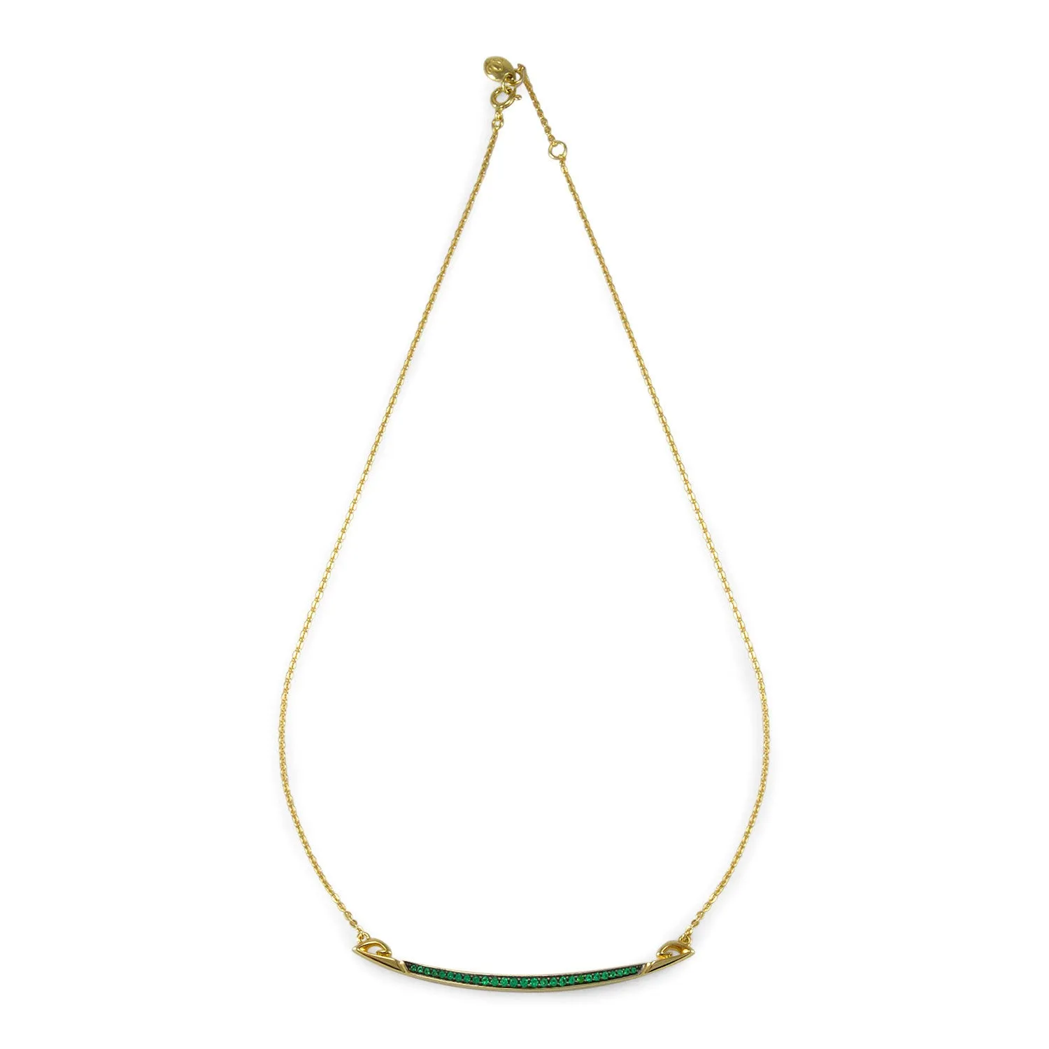 Crescent Pavé Necklace Large - 18K Gold Vermeil   CZ Vert