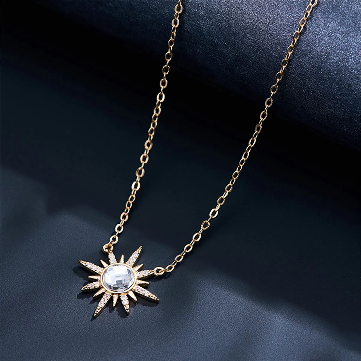 Crystal & Cubic Zirconia Sun Pendant Necklace