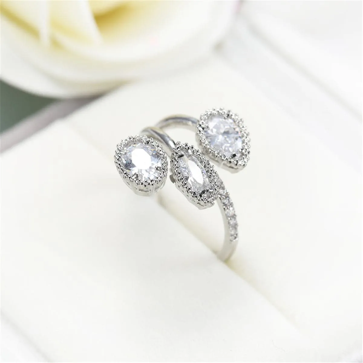 Crystal & Silver-Plated Rattan Ring