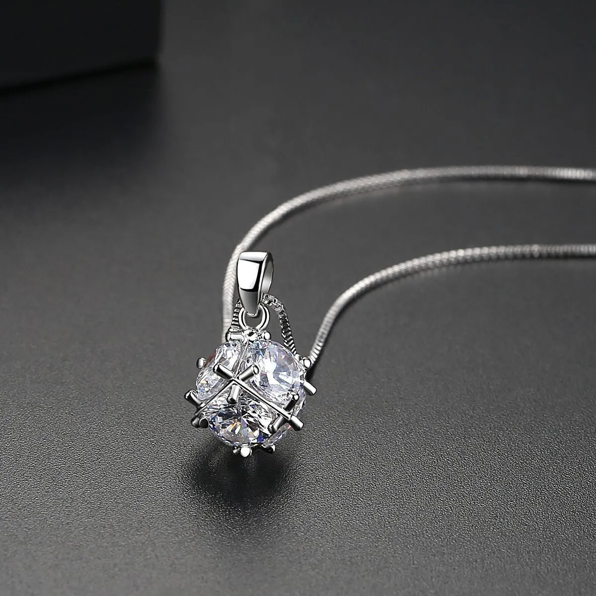 Crystal & Silver-Plated Wrapped Ball Pendant Necklace