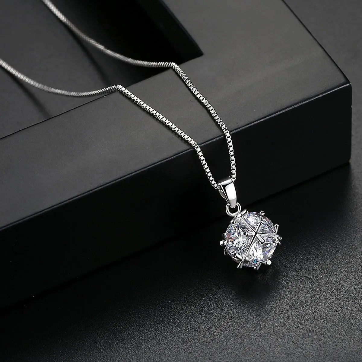 Crystal & Silver-Plated Wrapped Ball Pendant Necklace