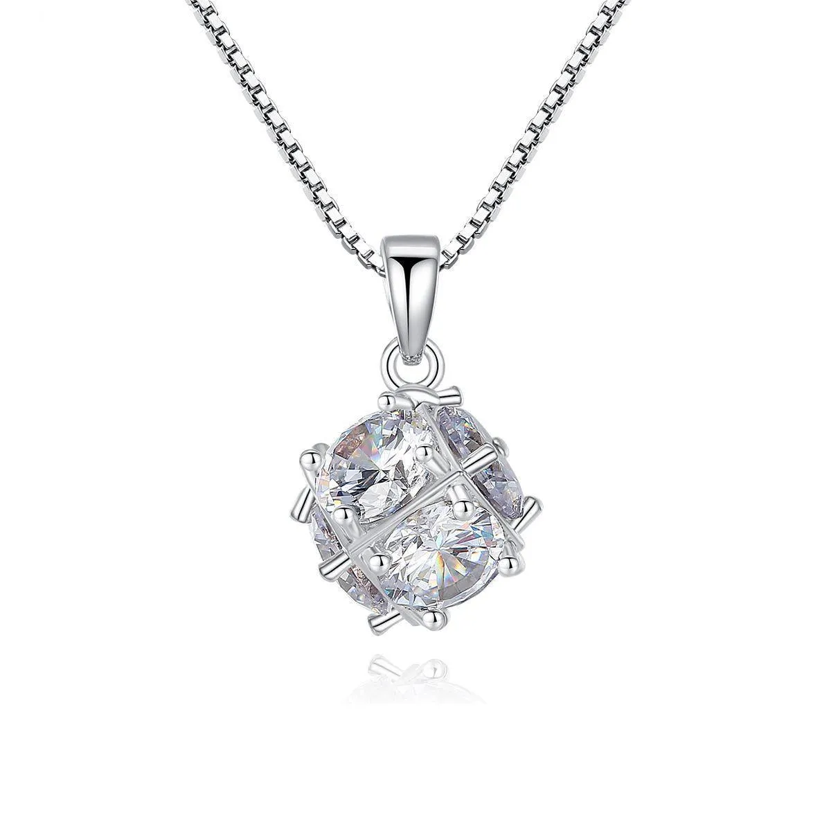 Crystal & Silver-Plated Wrapped Ball Pendant Necklace