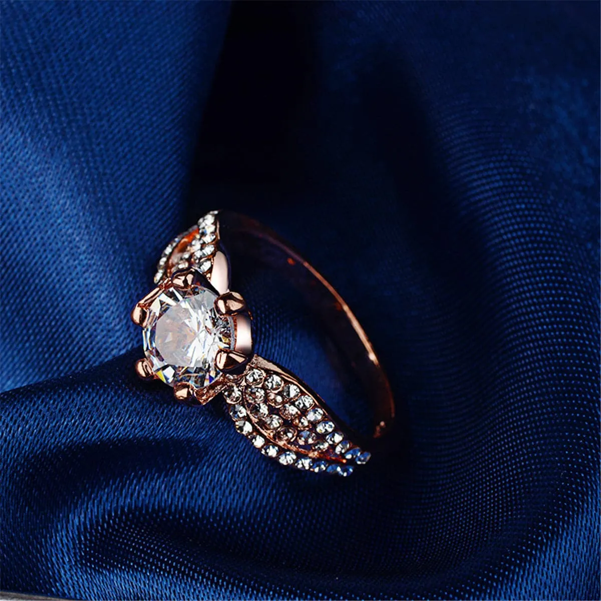 Cubic Zirconia & 18K Rose Gold-Plated Pavé Ring