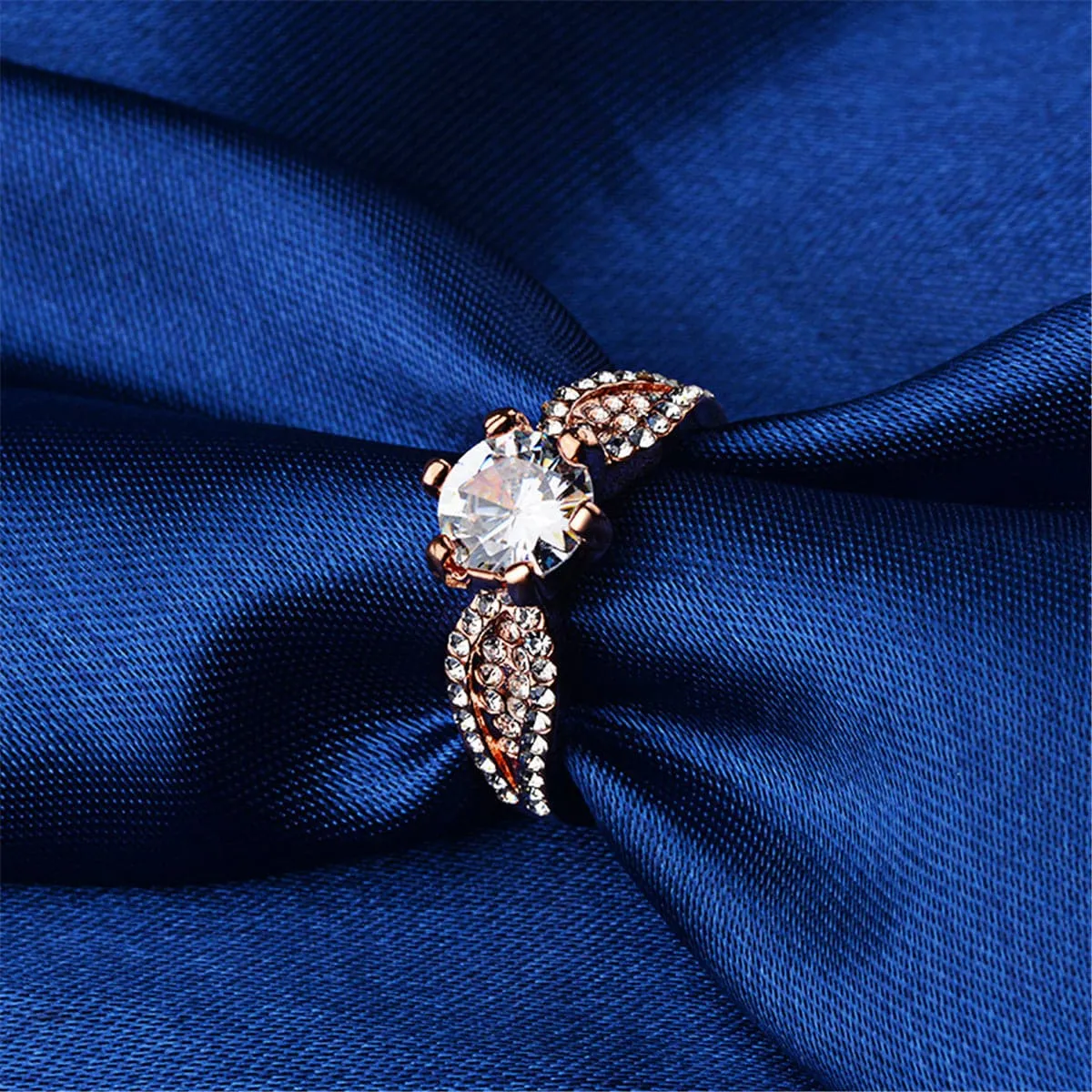 Cubic Zirconia & 18K Rose Gold-Plated Pavé Ring