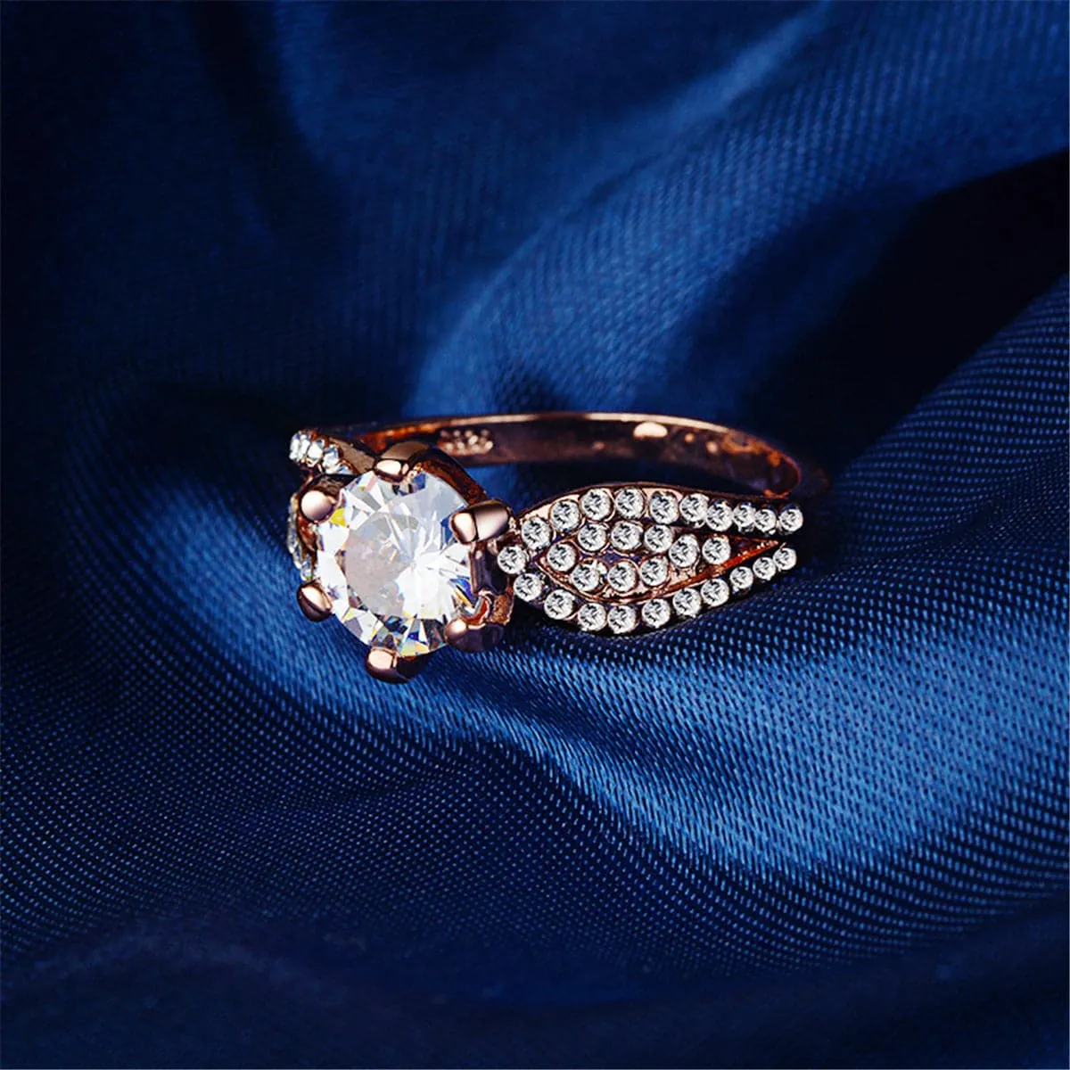 Cubic Zirconia & 18K Rose Gold-Plated Pavé Ring