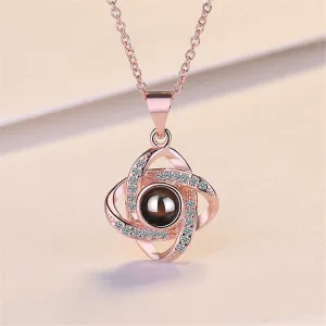 Cubic Zirconia & Crystal 18K Rose Gold-Plated Interlocking Pendant Necklace