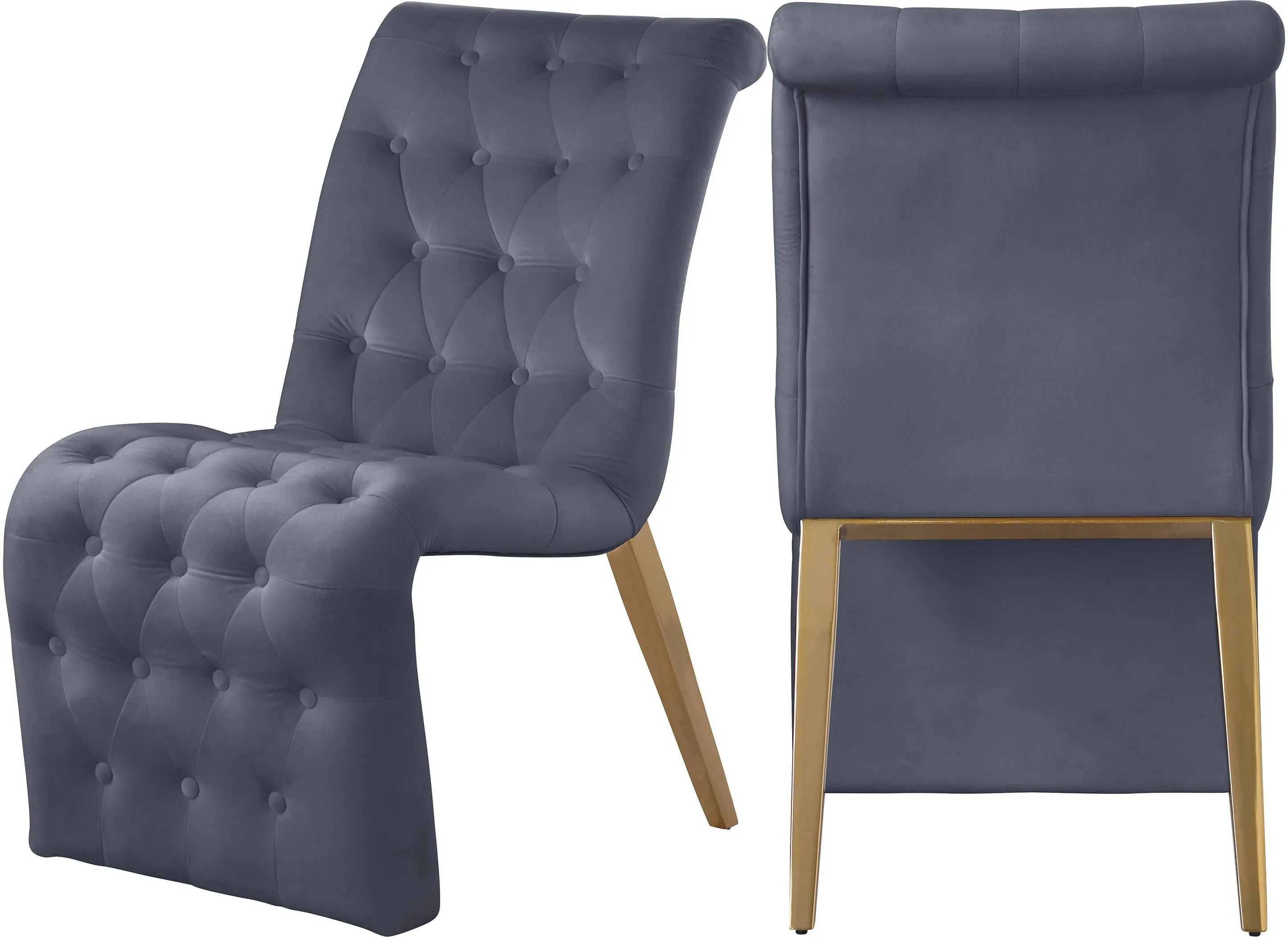 Curve Grey Velvet Dining Chair