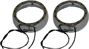 Custom Dynamics CDTB-45TR-3C Passing Lamp Trim Rings with White DRL and LED Turn Signals - Chrome