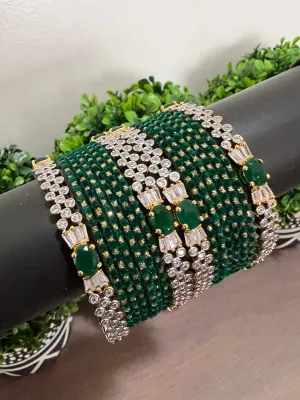 CZ Emerald Bangles Set