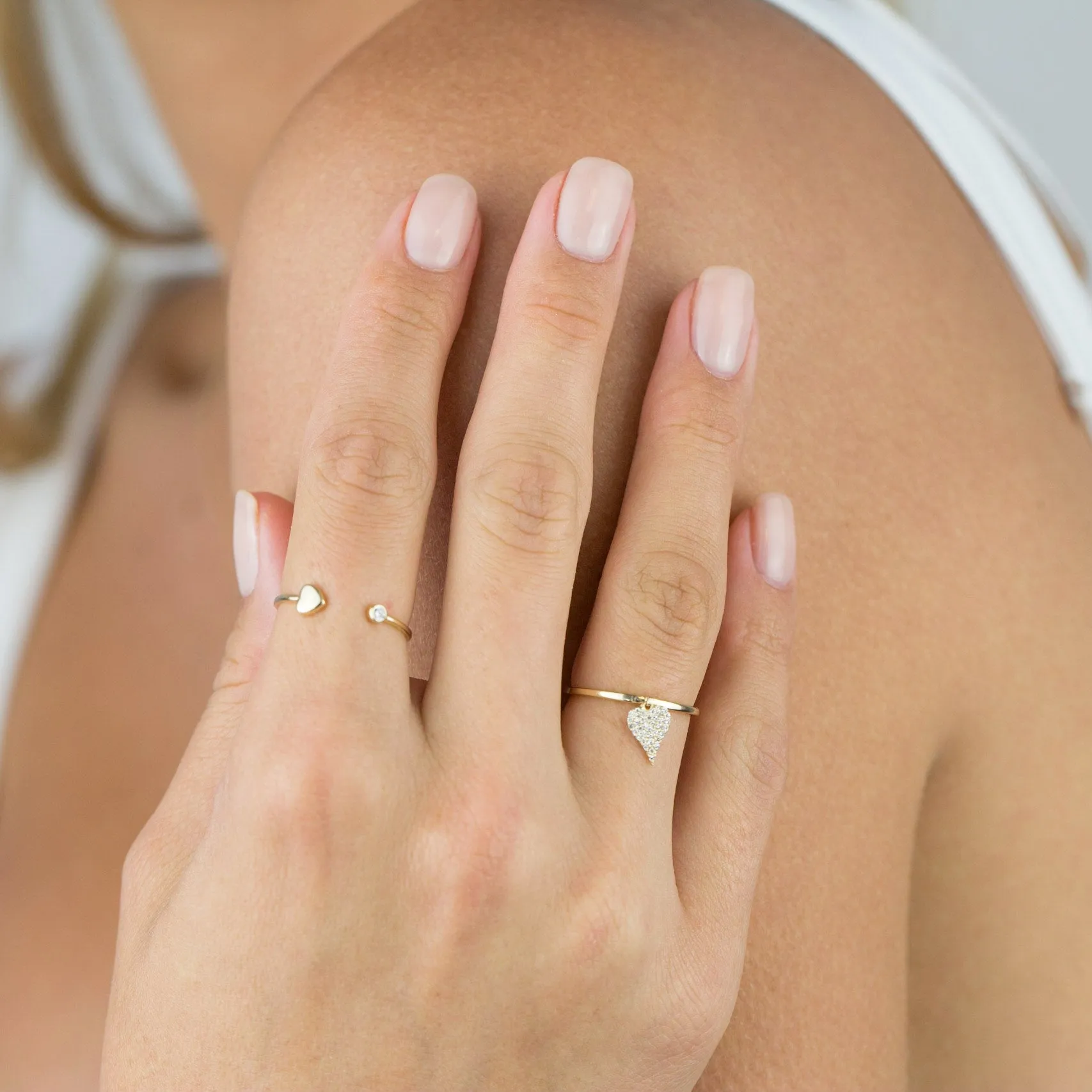 CZ Mini Heart Ring 14K
