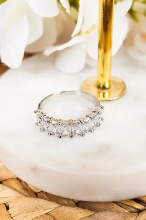 Emmeline Crystal Silvertone Ring