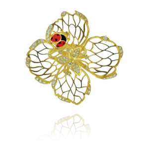 Filigree Flower Ring with Ladybug