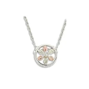 Foliage Sparkling Diamond - Sterling Silver Black Hills Gold Pendant