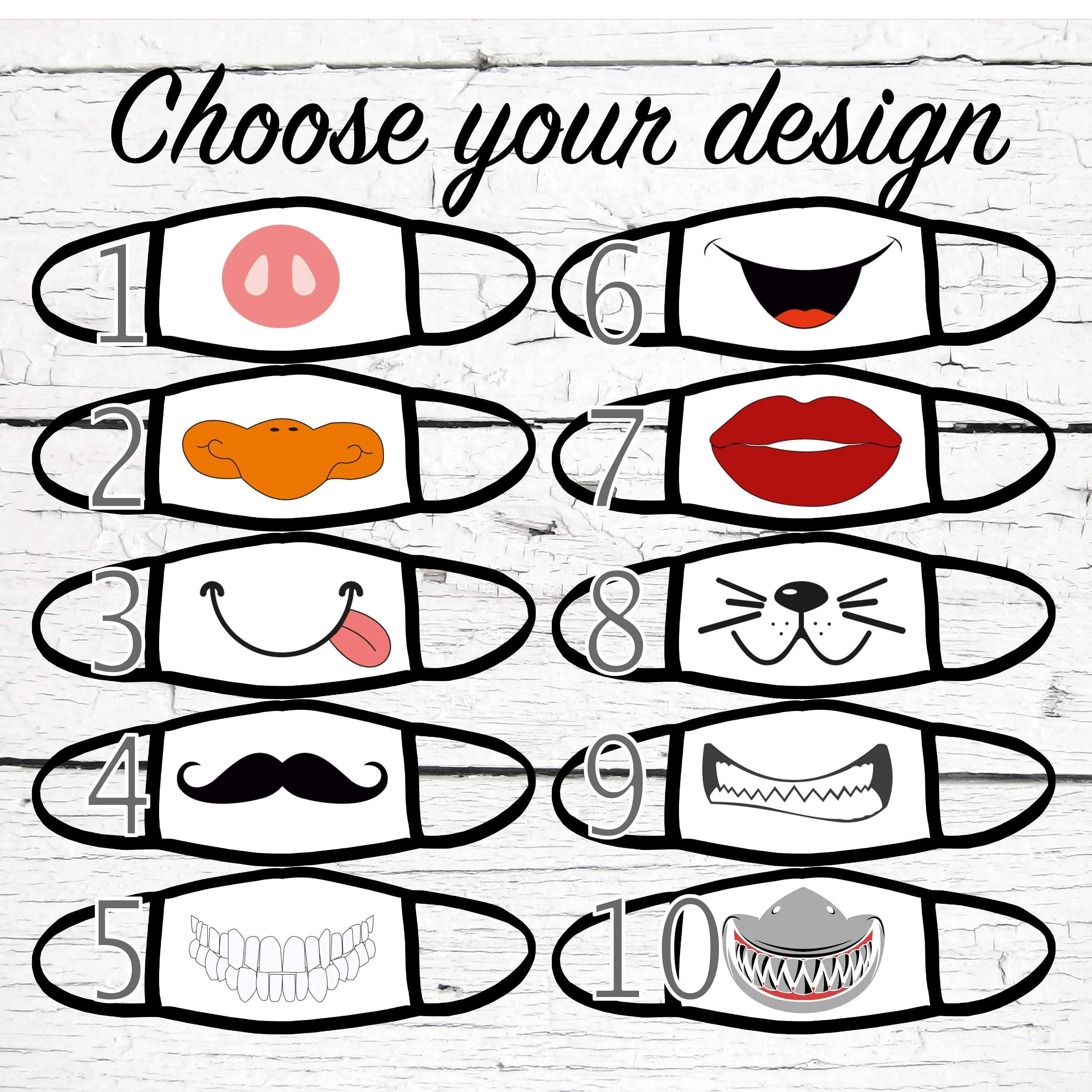 Funny Faces Face Mask / Washable / Dust Mask/ Face Mask for Adults/ Face Mask for Youth