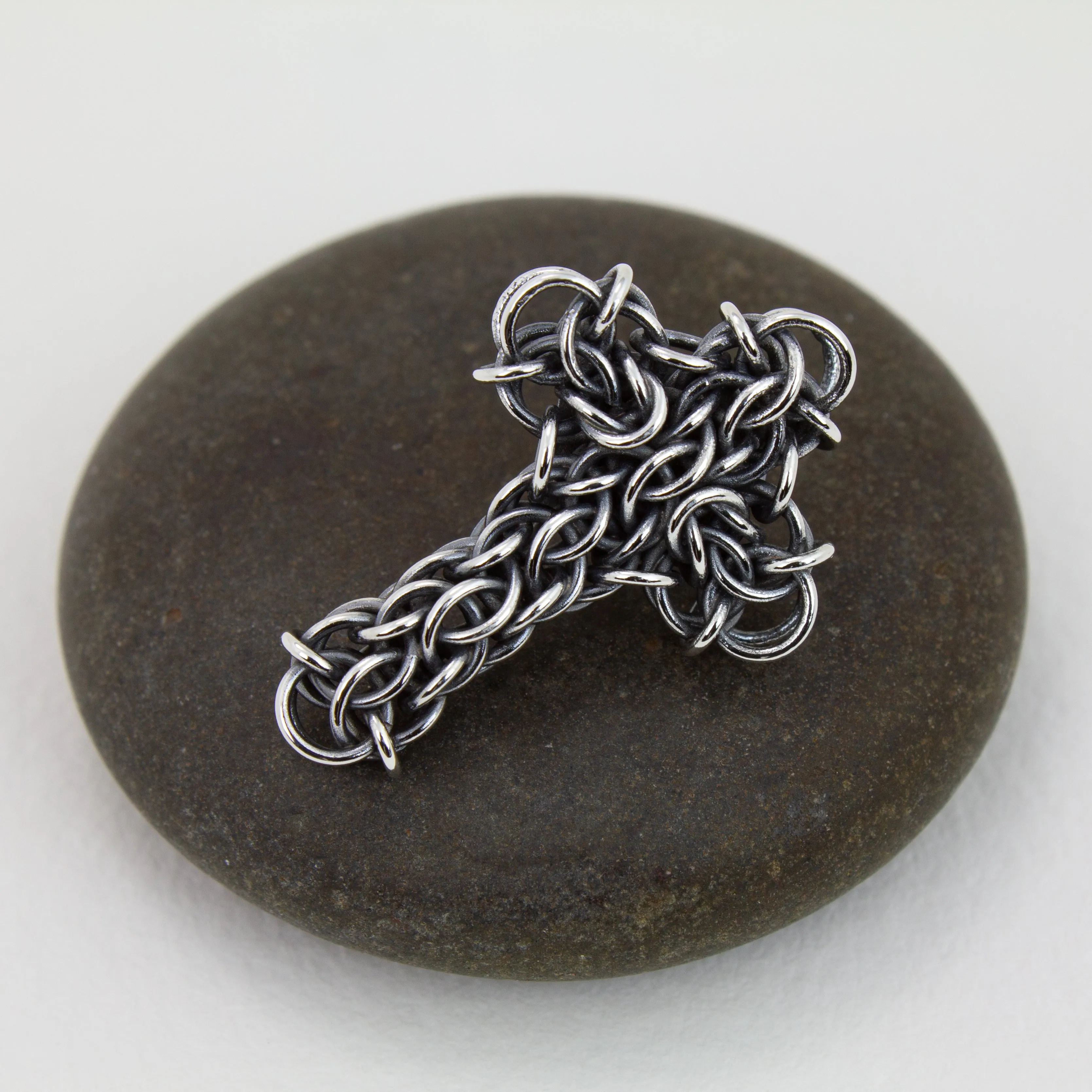 Fused Chainmaille Cross Lapel Pin / Brooch, Small