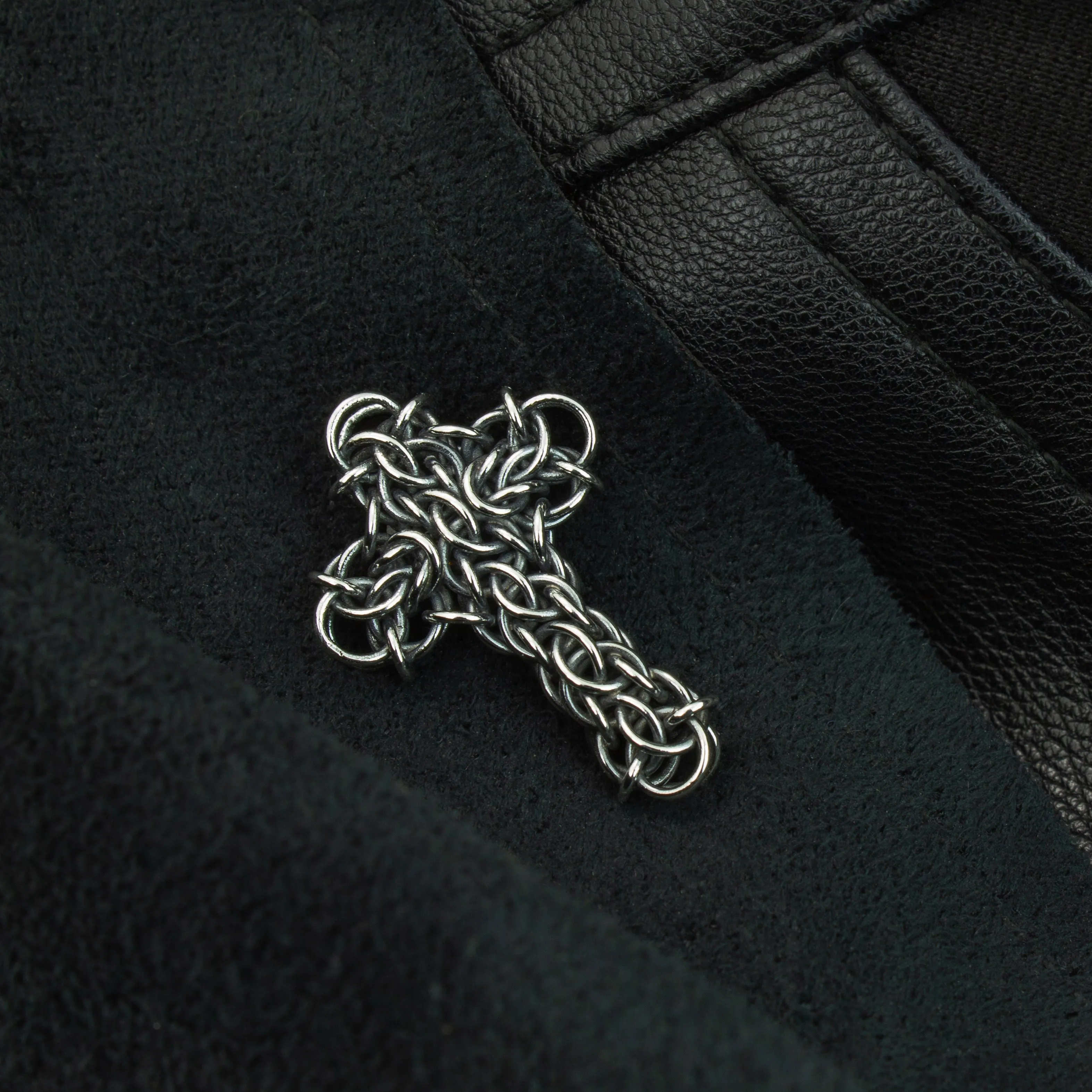 Fused Chainmaille Cross Lapel Pin / Brooch, Small