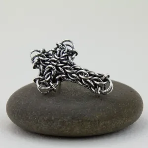 Fused Chainmaille Cross Lapel Pin / Brooch, Small