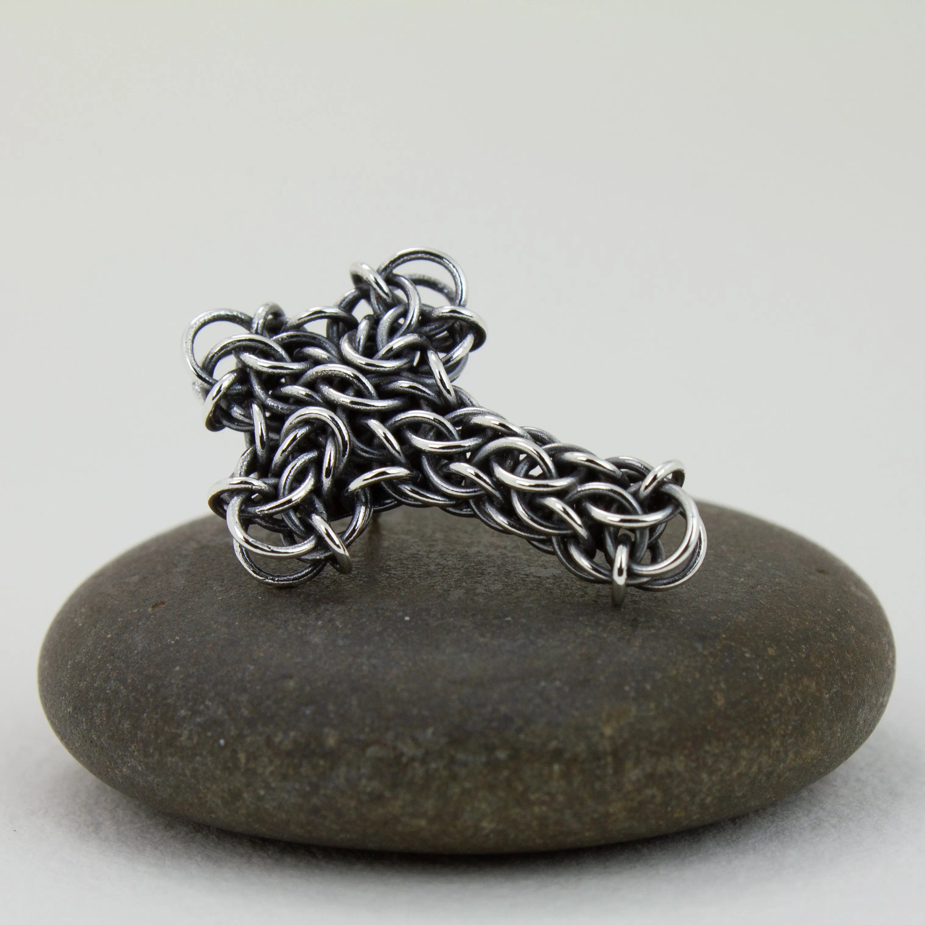 Fused Chainmaille Cross Lapel Pin / Brooch, Small