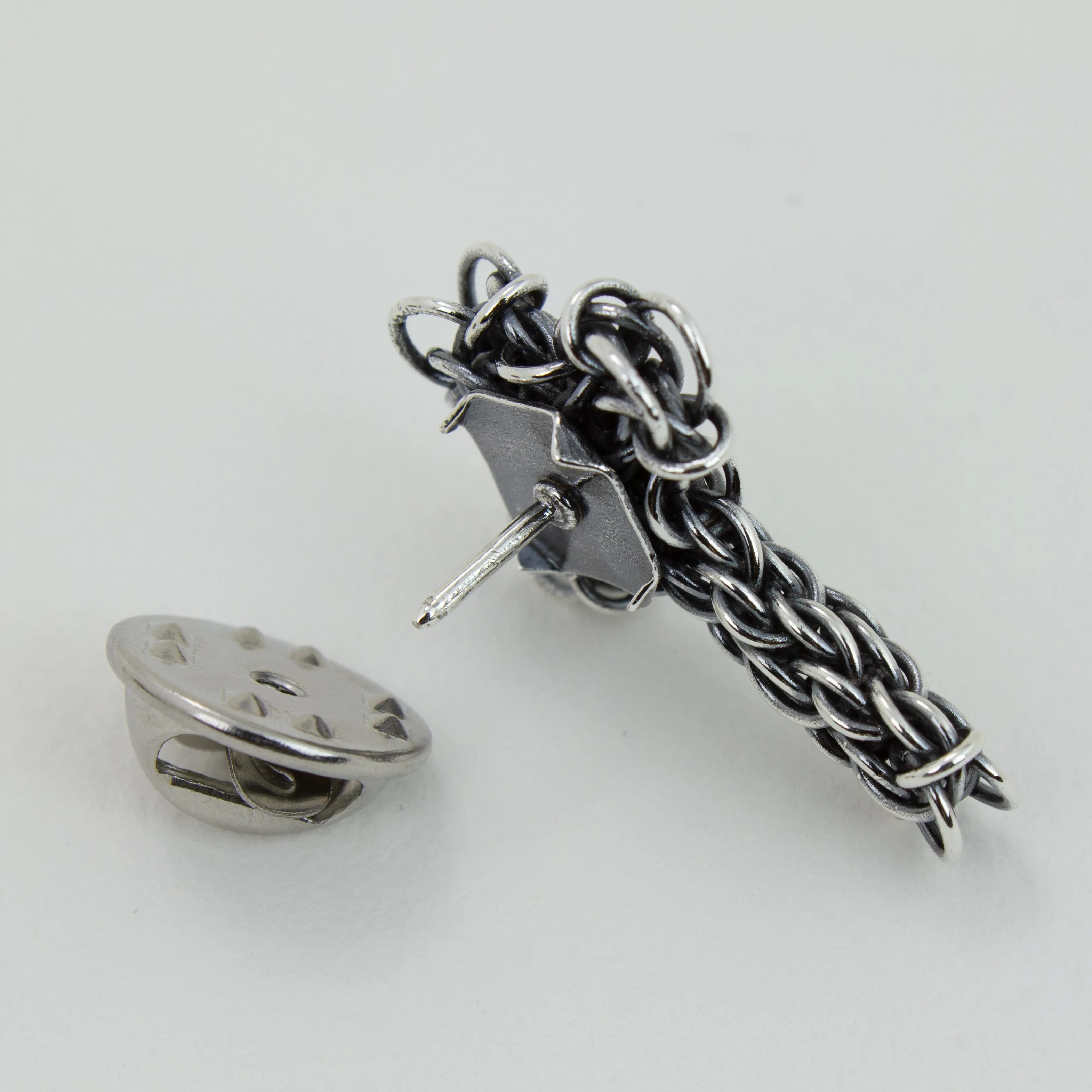 Fused Chainmaille Cross Lapel Pin / Brooch, Small