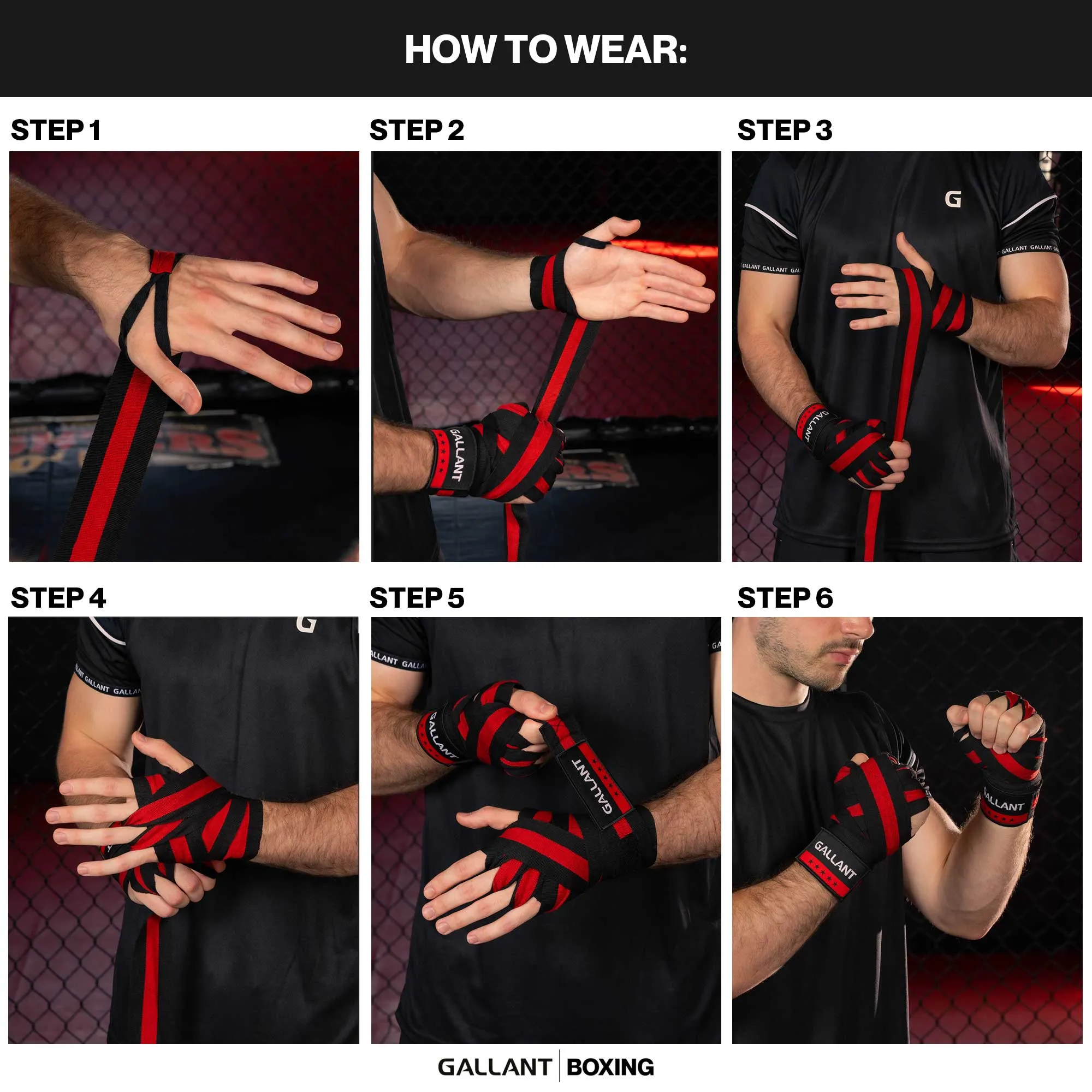 Gallant Heritage Boxing Hand Wraps - Red - Boxing Wrist Wraps