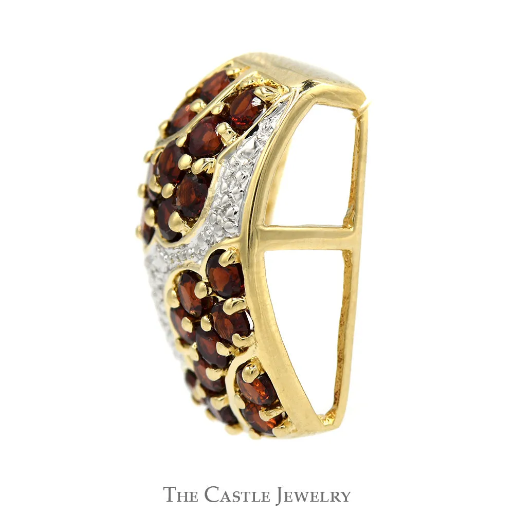 Garnet and Diamond Cluster Slide Pendant in 14k Yellow Gold
