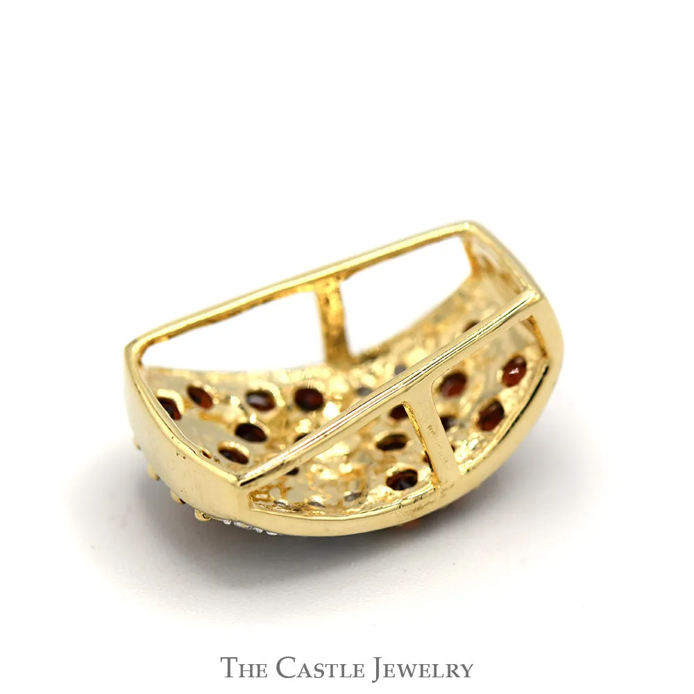 Garnet and Diamond Cluster Slide Pendant in 14k Yellow Gold