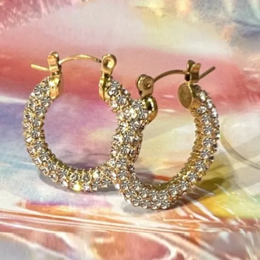 gold pure sparkle hoops