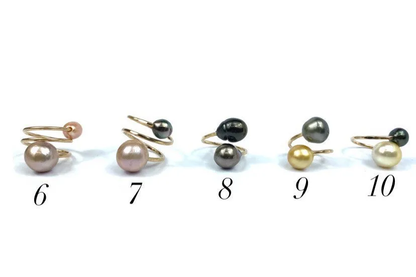 Gorgeous Adjustable 14KGF Edison, Tahitian, and South Sea Pearl Rings, 14K Gold Filled, 14K Gold Fill, Sku: GPR-4