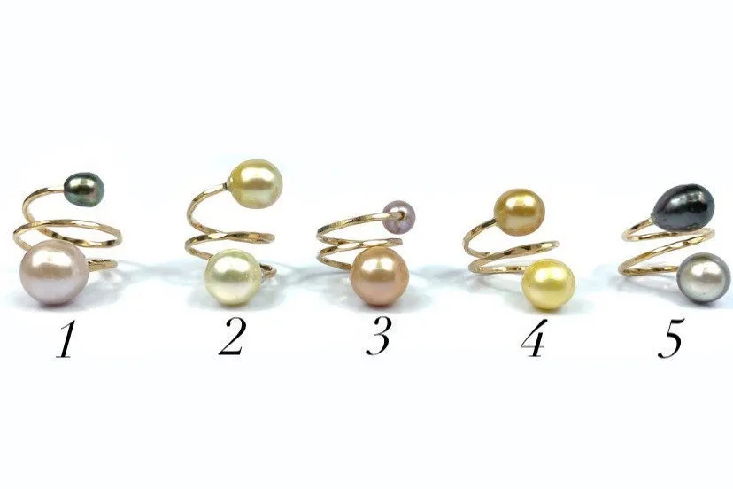 Gorgeous Adjustable 14KGF Edison, Tahitian, and South Sea Pearl Rings, 14K Gold Filled, 14K Gold Fill, Sku: GPR-4