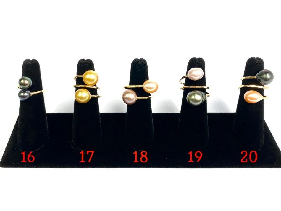 Gorgeous Adjustable 14KGF Edison, Tahitian, and South Sea Pearl Rings, 14K Gold Filled, 14K Gold Fill