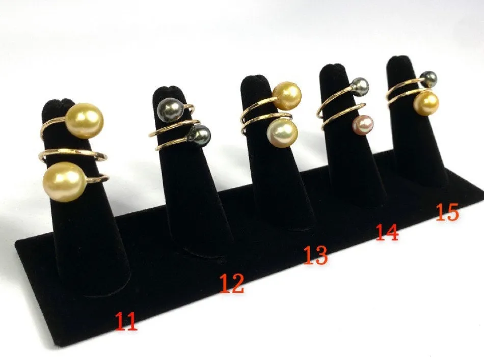 Gorgeous Adjustable 14KGF Edison, Tahitian, and South Sea Pearl Rings, 14K Gold Filled, 14K Gold Fill
