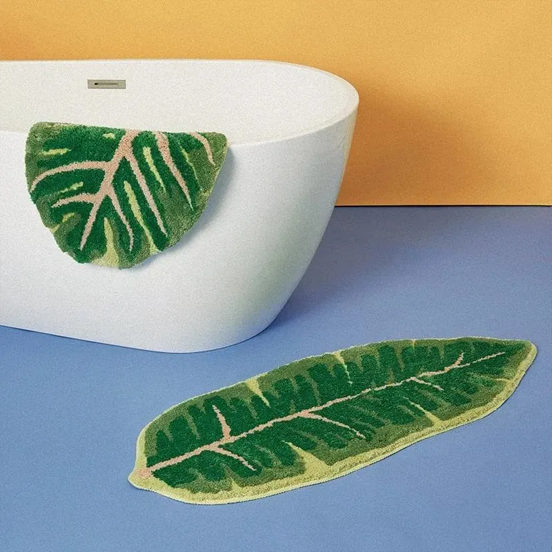 Green Leaf Decorative Bathroom Mat