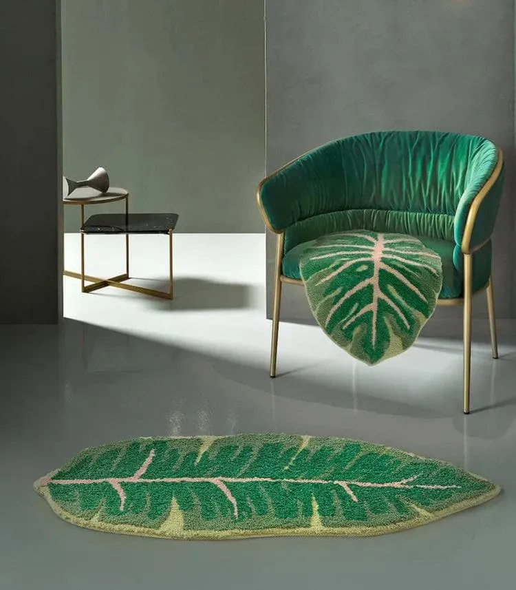 Green Leaf Decorative Bathroom Mat