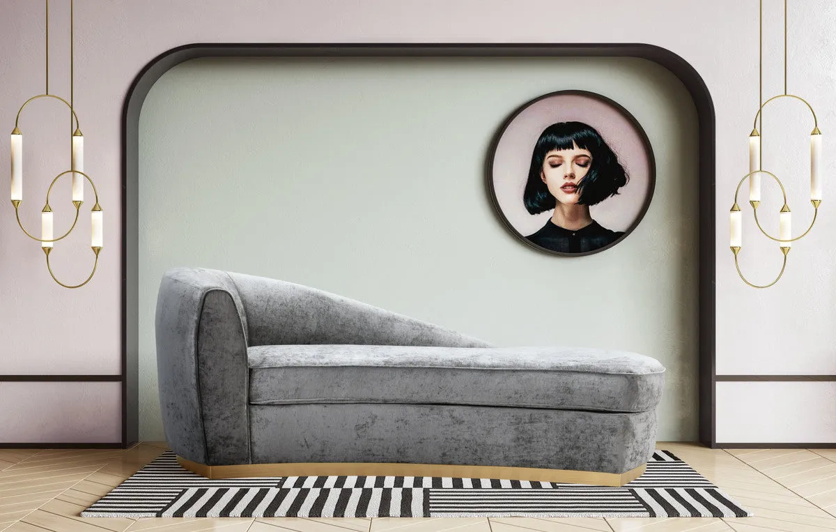 Grey Slub Velvet Chaise