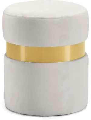Hailey Cream Velvet Ottoman/Stool