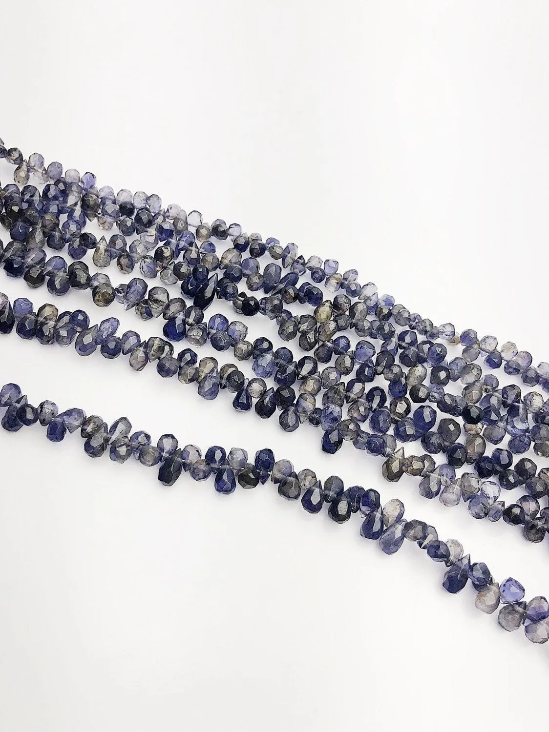 HALF OFF SALE - Iolite Faceted Drop Gemstone Beads, Full Strand, Semi Precious Gemstone, 8"