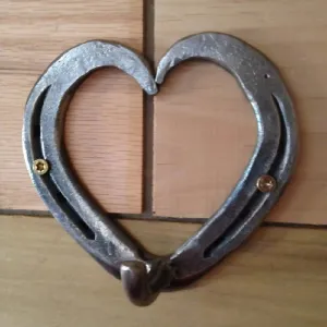 Hand-Forged Horseshoe Heart Hook Hanger - The Heritage Forge