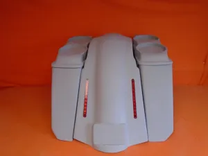 Harley Davidson 5" Heritage Softail Extended Saddlebags Dual 6.5" Speaker Lids   LED Fender No Cutouts