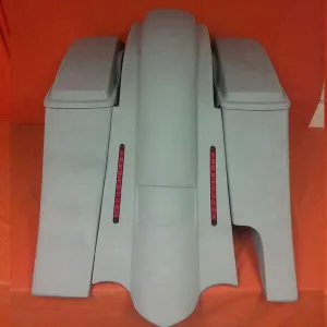 Harley Davidson 6" Heritage Softail Out & Down Extended Saddlebags Lids   LED Fender Right Side Cut Out