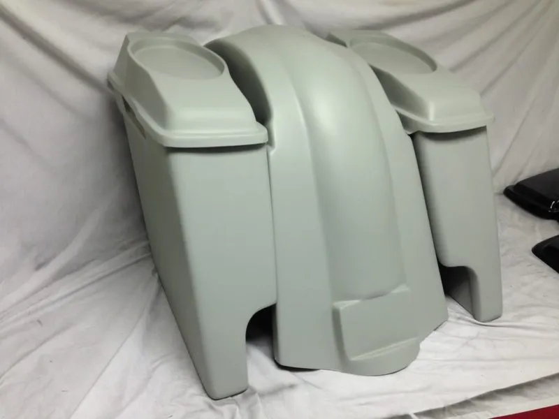 Harley Davidson Heritage Softail 4" Extended Saddlebags Dual 6 X 9 Speaker Lids   Fender Dual Cutouts