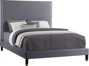 Harlie Grey Velvet Queen Bed