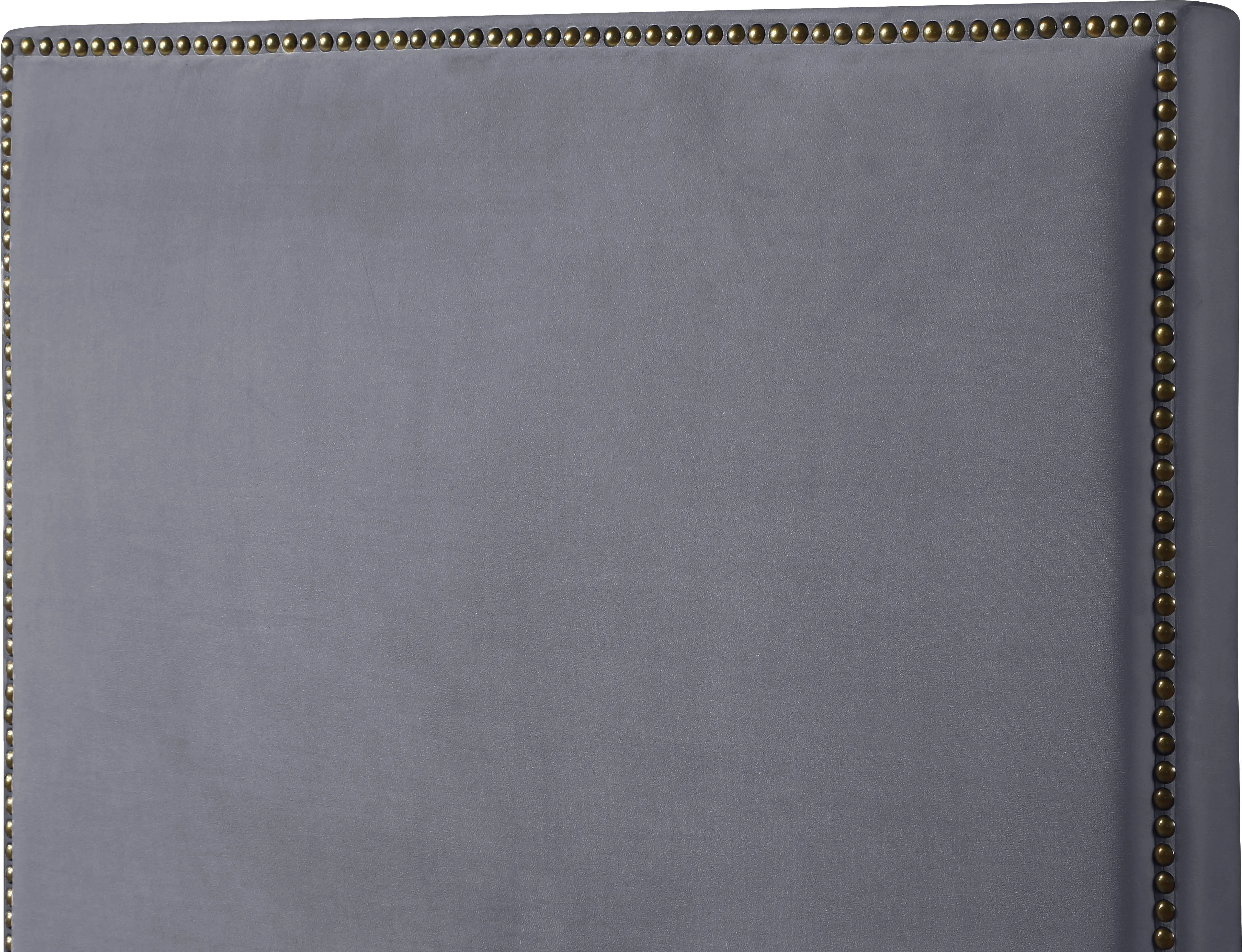 Harlie Grey Velvet Queen Bed