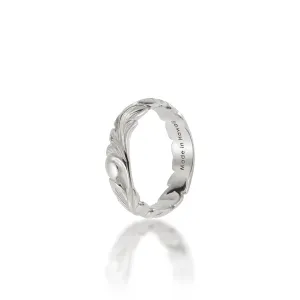Hawaiian Heirloom Old English Scroll Ring in White Gold - 4.5mm