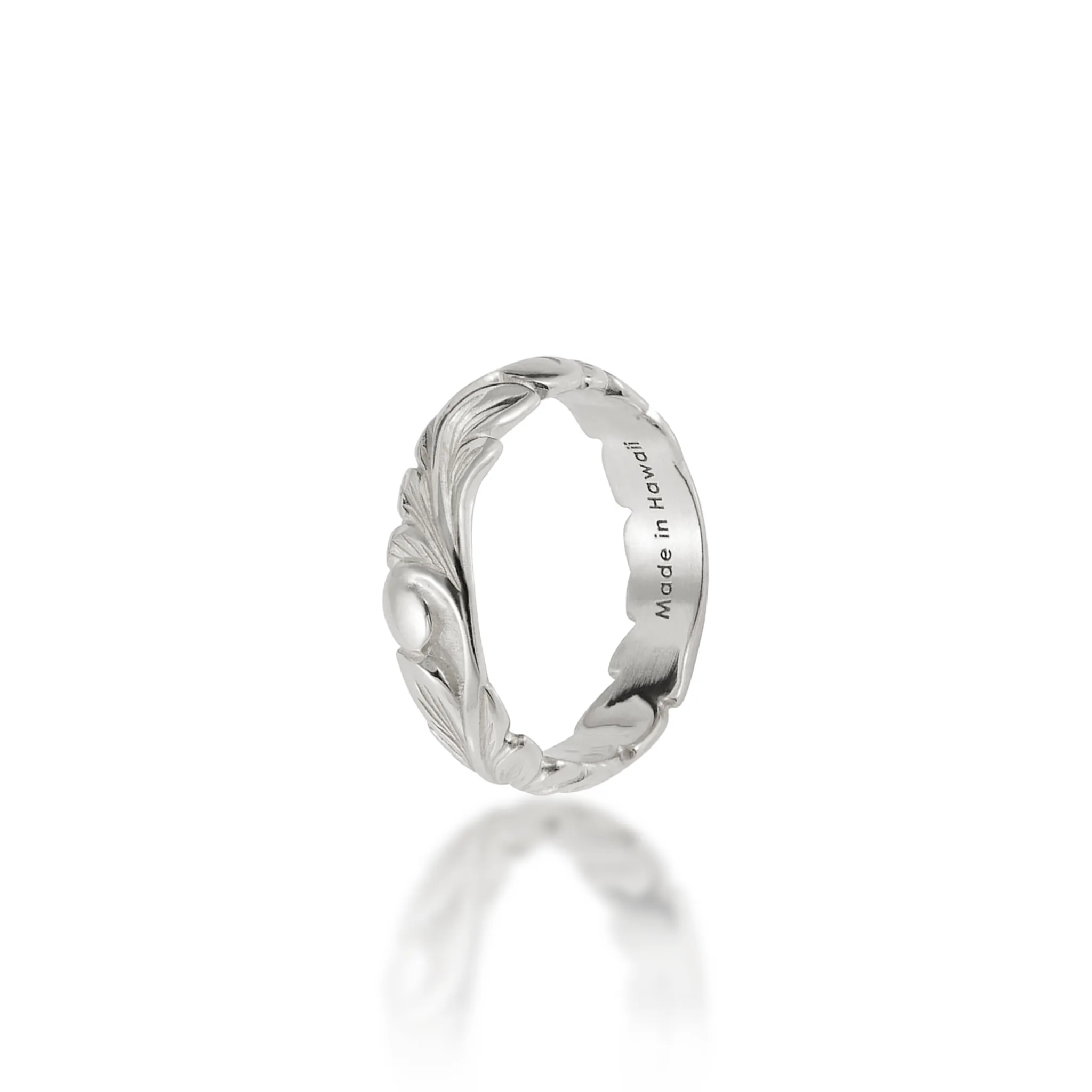 Hawaiian Heirloom Old English Scroll Ring in White Gold - 4.5mm