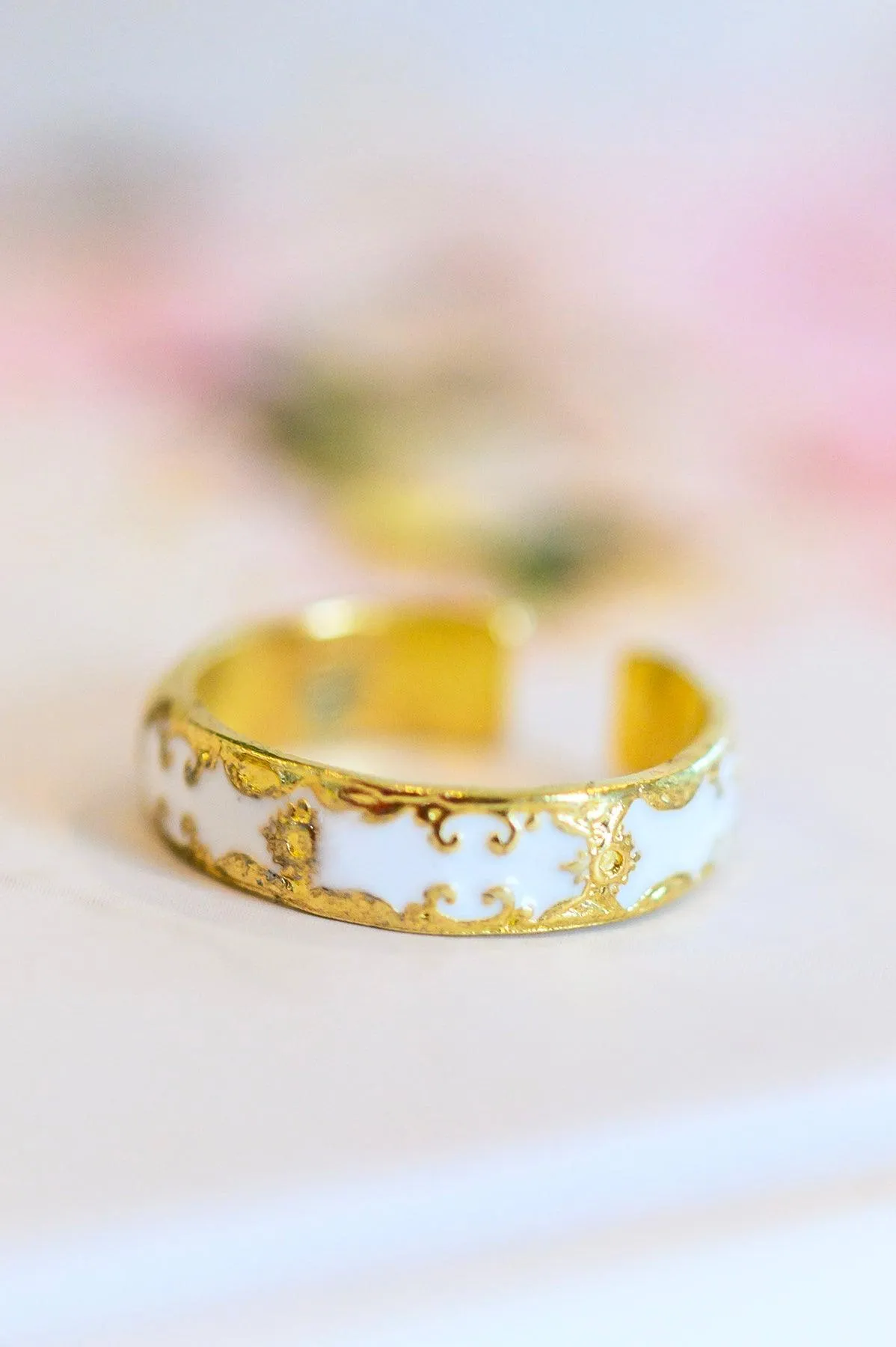 Hazel Blues® |  Carolina Hand Crafted White Pattern Ring