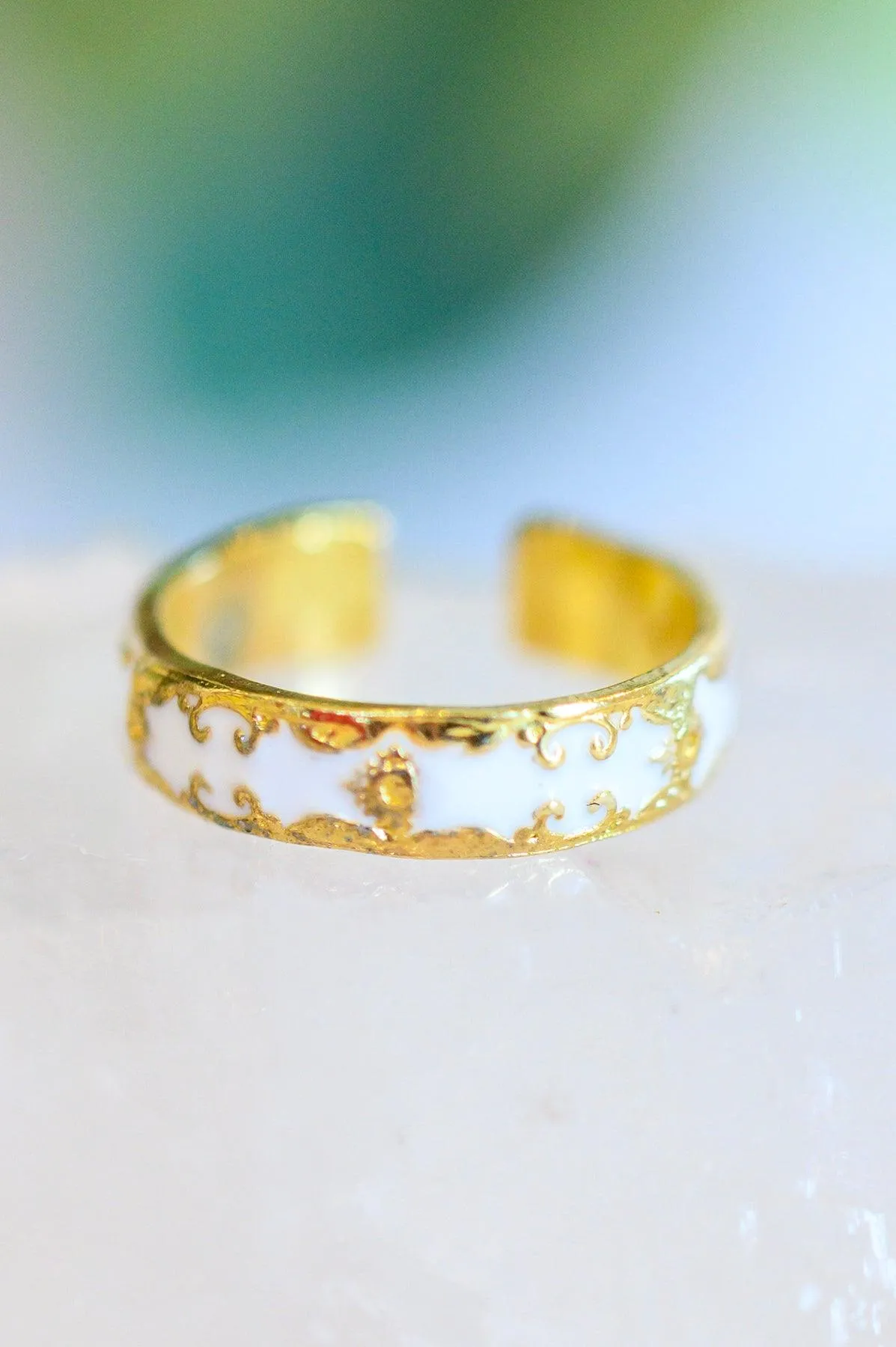 Hazel Blues® |  Carolina Hand Crafted White Pattern Ring