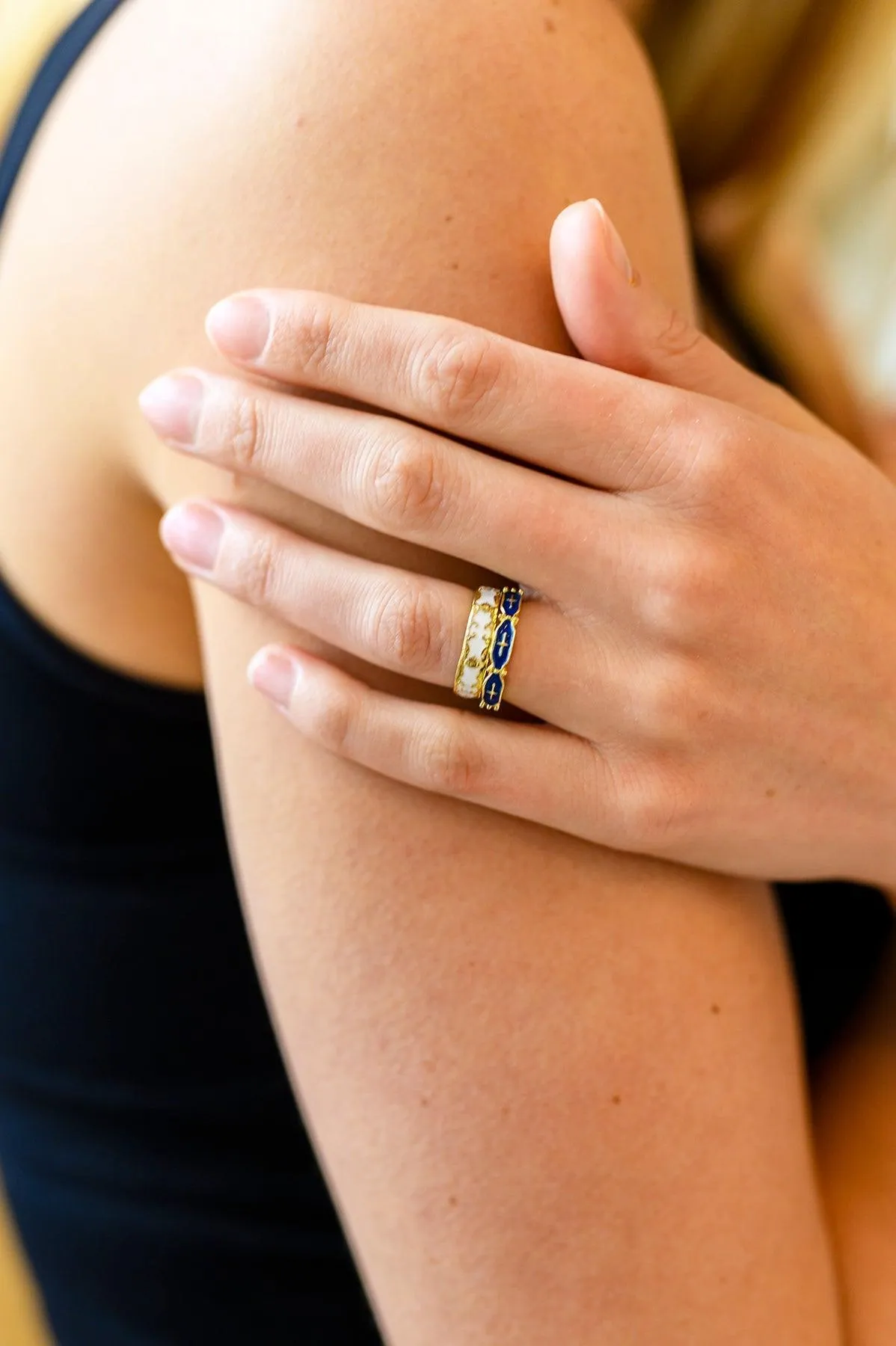 Hazel Blues® |  Carolina Hand Crafted White Pattern Ring