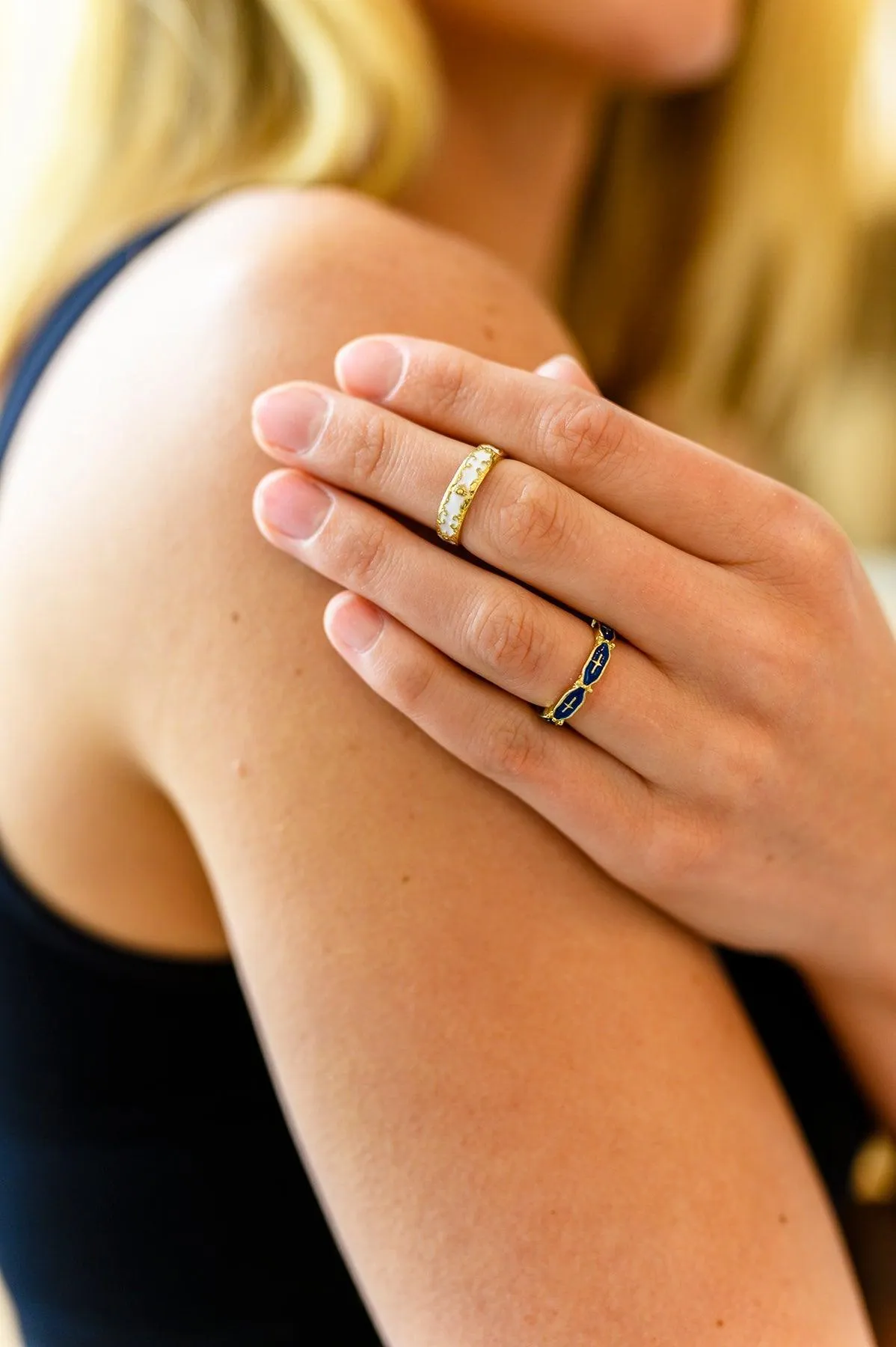 Hazel Blues® |  Carolina Hand Crafted White Pattern Ring