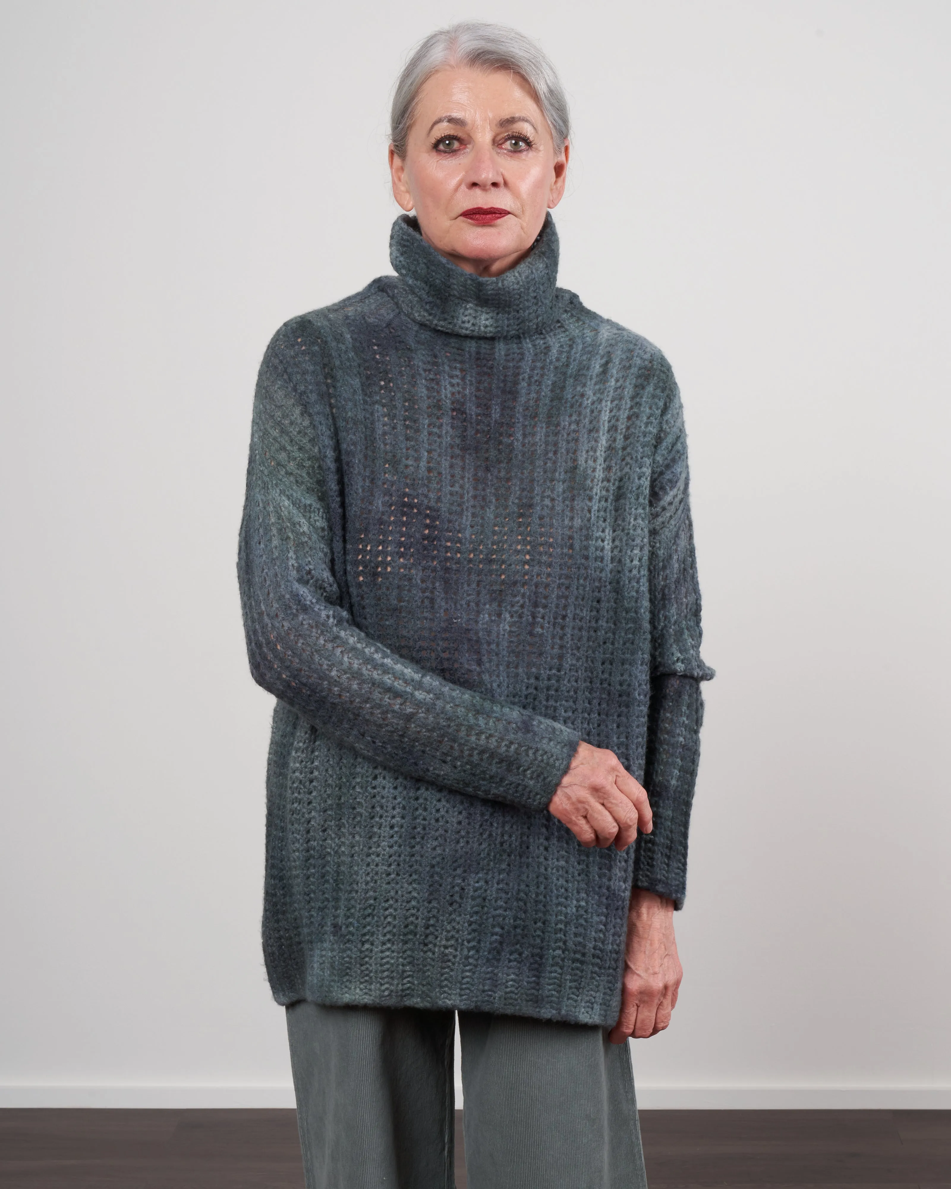 high neck corn stitch pullover - irish