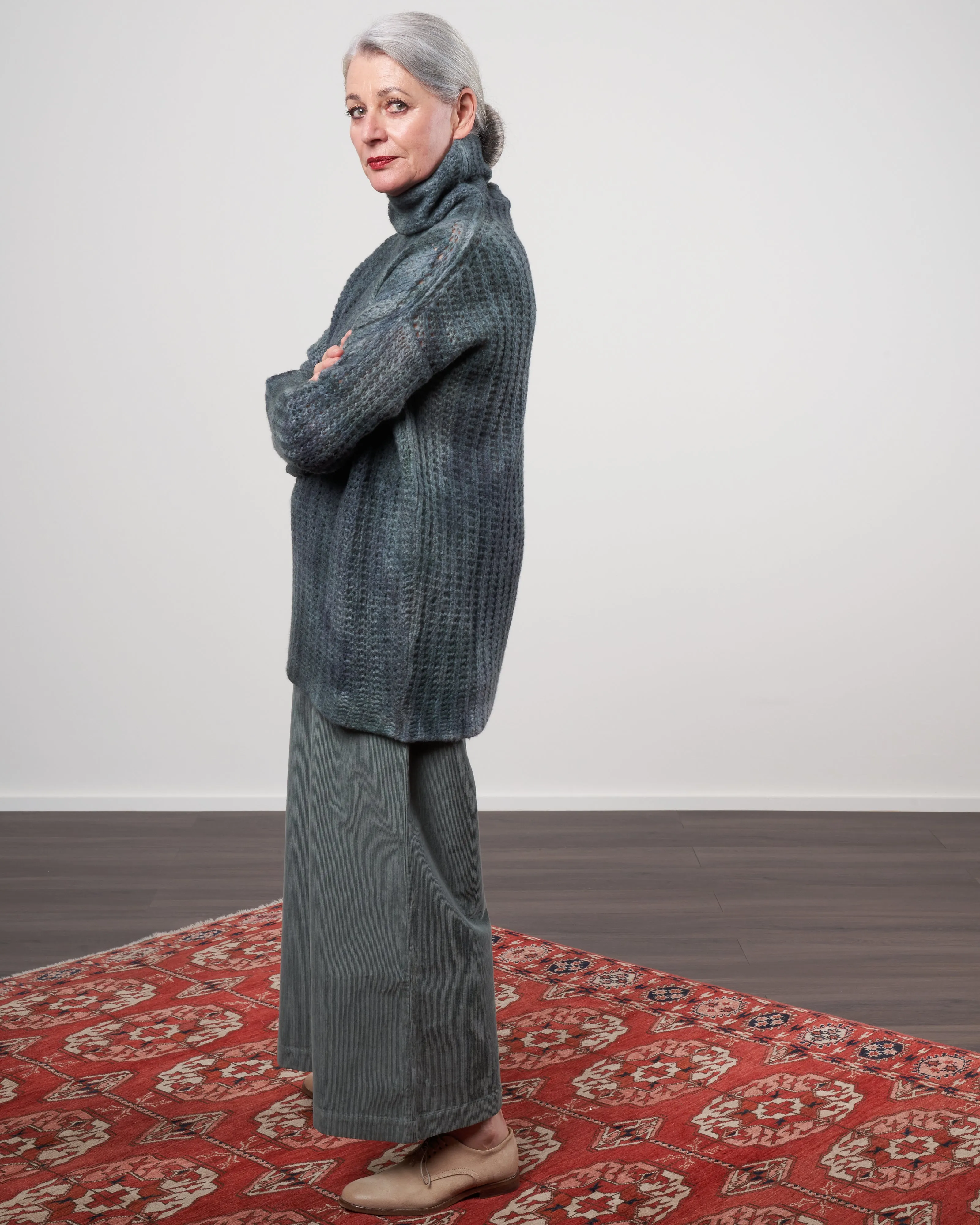 high neck corn stitch pullover - irish